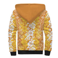 Hawaiian Lei Day Sherpa Hoodie Gold Hibiscus Flowers Lei Art