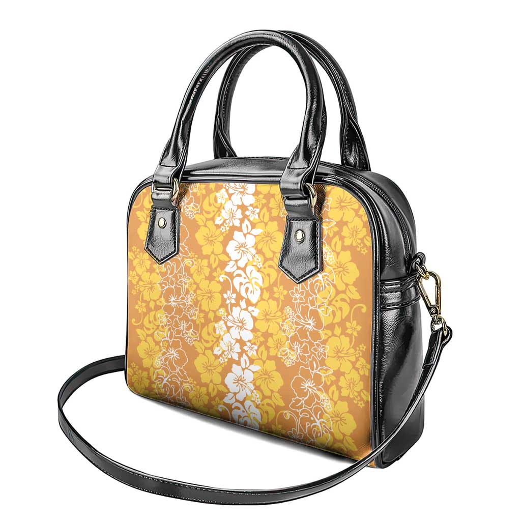 Hawaiian Lei Day Shoulder Handbag Gold Hibiscus Flowers Lei Art