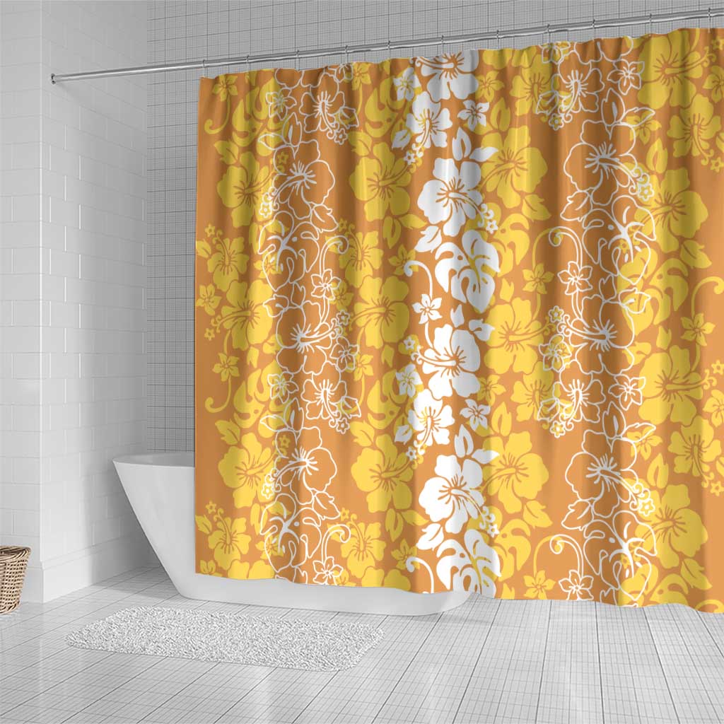 Hawaiian Lei Day Shower Curtain Gold Hibiscus Flowers Lei Art