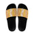 Hawaiian Lei Day Slide Sandals Gold Hibiscus Flowers Lei Art - Polynesian Pride