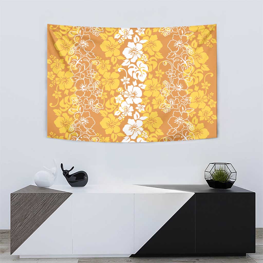 Hawaiian Lei Day Tapestry Gold Hibiscus Flowers Lei Art