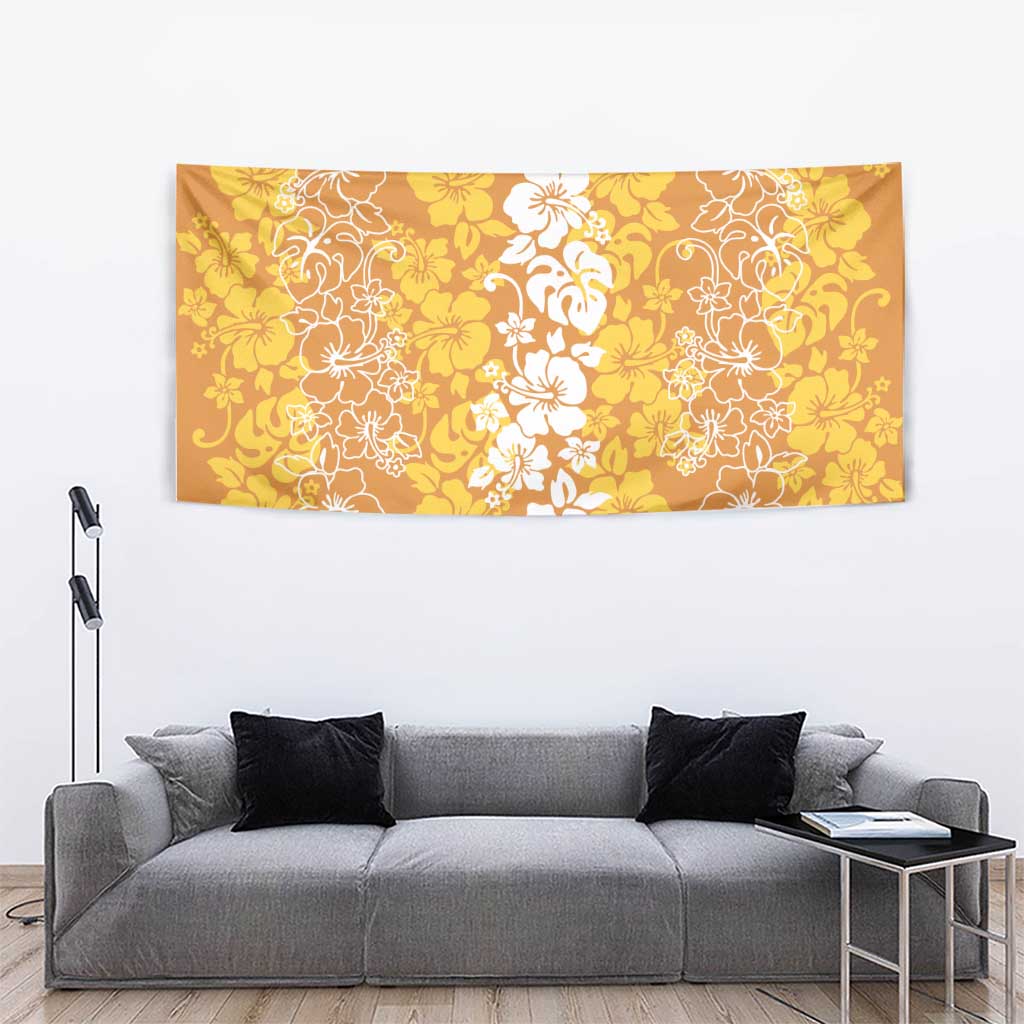 Hawaiian Lei Day Tapestry Gold Hibiscus Flowers Lei Art