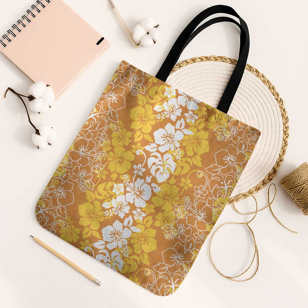 Hawaiian Lei Day Tote Bag Gold Hibiscus Flowers Lei Art - Polynesian Pride