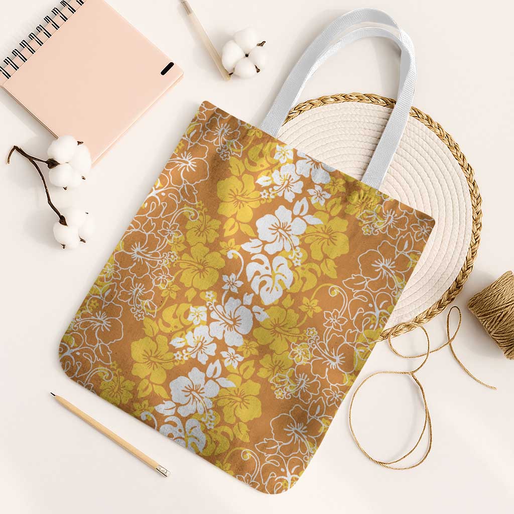Hawaiian Lei Day Tote Bag Gold Hibiscus Flowers Lei Art - Polynesian Pride