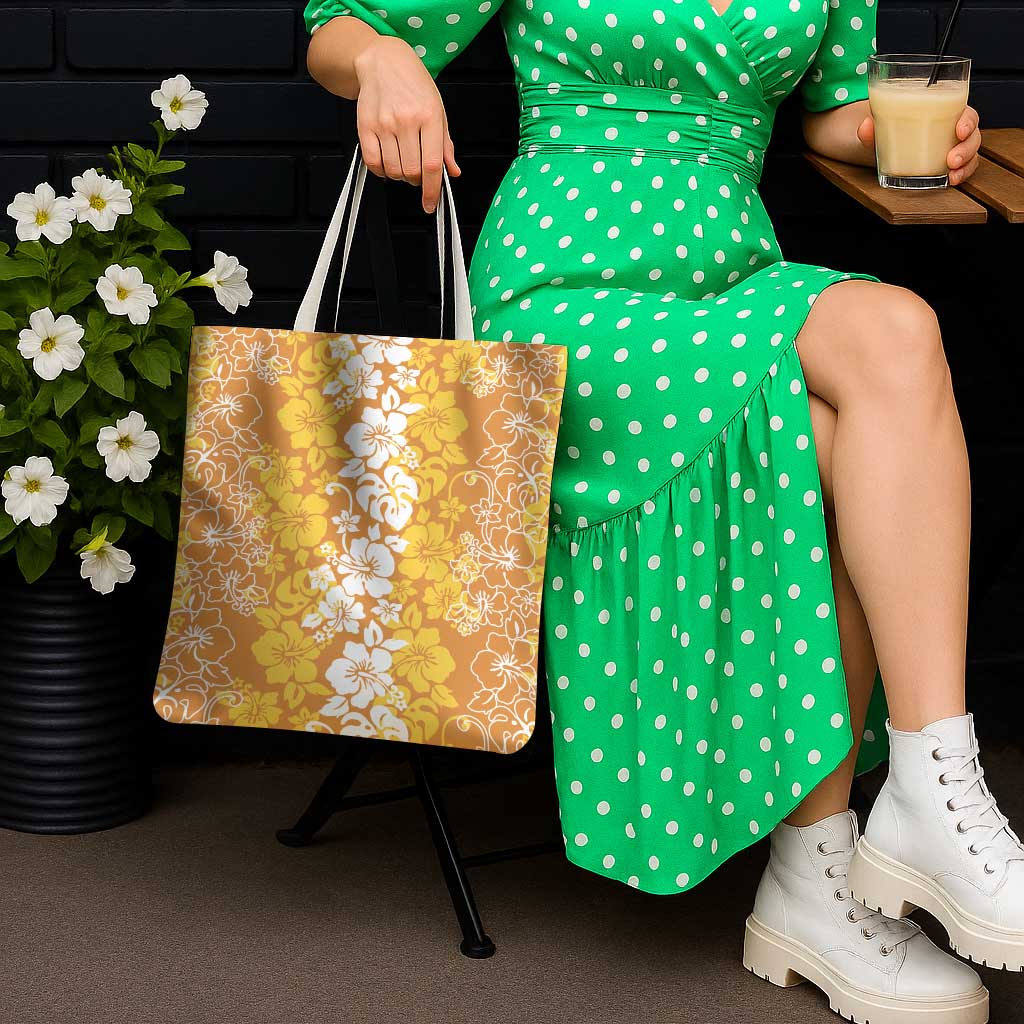Hawaiian Lei Day Tote Bag Gold Hibiscus Flowers Lei Art - Polynesian Pride