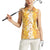Hawaiian Lei Day Women Sleeveless Polo Shirt Gold Hibiscus Flowers Lei Art