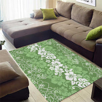 Hawaiian Lei Day Area Rug Green Hibiscus Flowers Lei Art