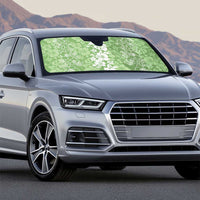 Hawaiian Lei Day Auto Sun Shade Green Hibiscus Flowers Lei Art - Polynesian Pride