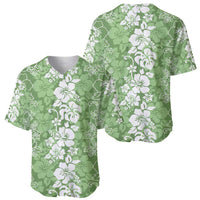 Hawaiian Lei Day Baseball Jersey Green Hibiscus Flowers Lei Art