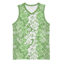 Hawaiian Lei Day Basketball Jersey Green Hibiscus Flowers Lei Art - Polynesian Pride