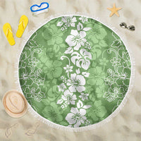 Hawaiian Lei Day Beach Blanket Green Hibiscus Flowers Lei Art