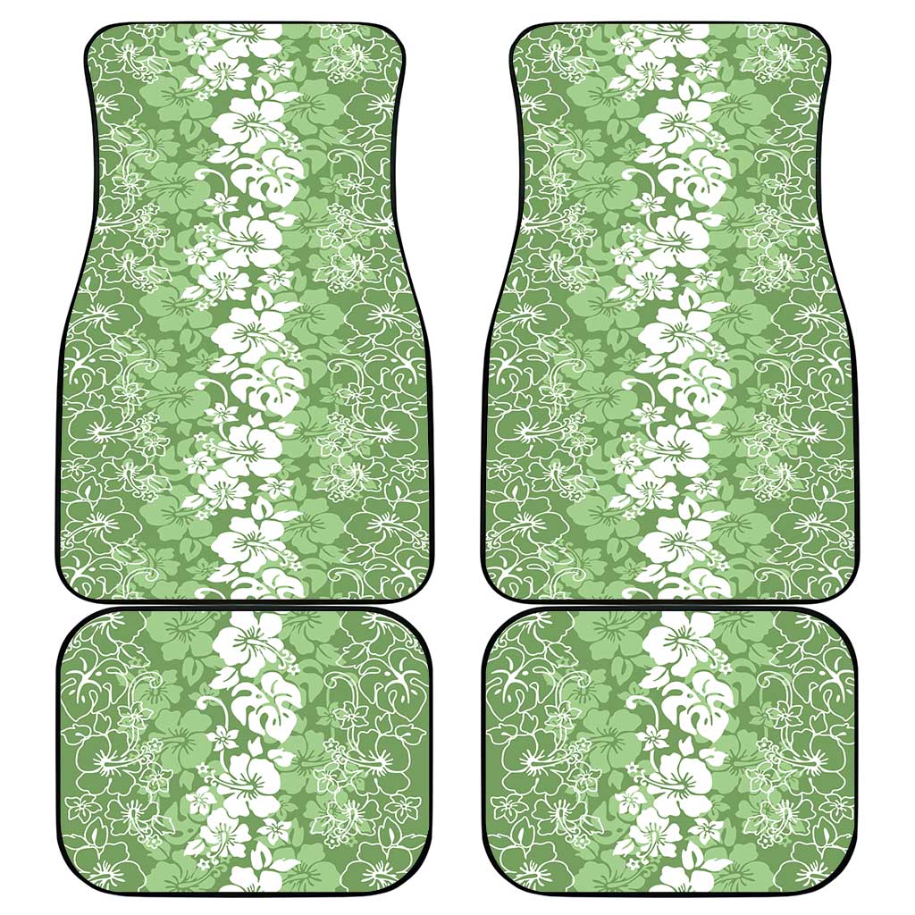 Hawaiian Lei Day Car Mats Green Hibiscus Flowers Lei Art