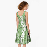 Hawaiian Lei Day Midi Dress Green Hibiscus Flowers Lei Art - Polynesian Pride