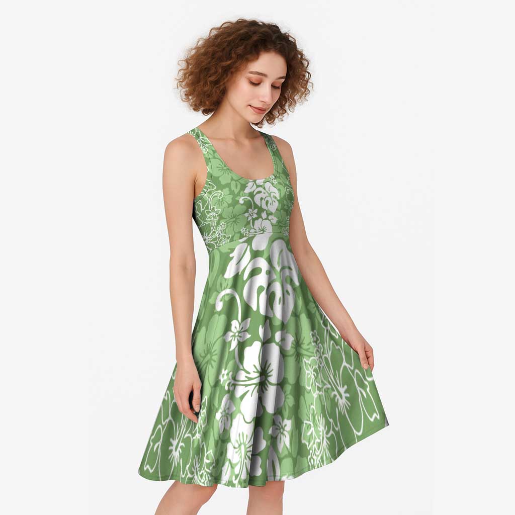 Hawaiian Lei Day Midi Dress Green Hibiscus Flowers Lei Art - Polynesian Pride