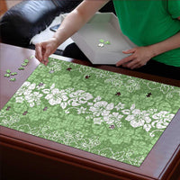 Hawaiian Lei Day Puzzle Green Hibiscus Flowers Lei Art - Polynesian Pride