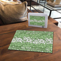 Hawaiian Lei Day Puzzle Green Hibiscus Flowers Lei Art - Polynesian Pride