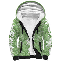 Hawaiian Lei Day Sherpa Hoodie Green Hibiscus Flowers Lei Art