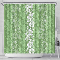 Hawaiian Lei Day Shower Curtain Green Hibiscus Flowers Lei Art