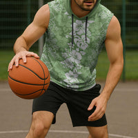 Hawaiian Lei Day Sleeveless Hoodie Green Hibiscus Flowers Lei Art - Polynesian Pride