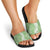 Hawaiian Lei Day Slide Sandals Green Hibiscus Flowers Lei Art - Polynesian Pride