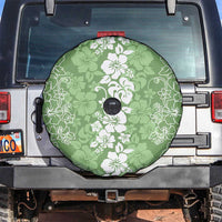 Hawaiian Lei Day Spare Tire Cover Green Hibiscus Flowers Lei Art