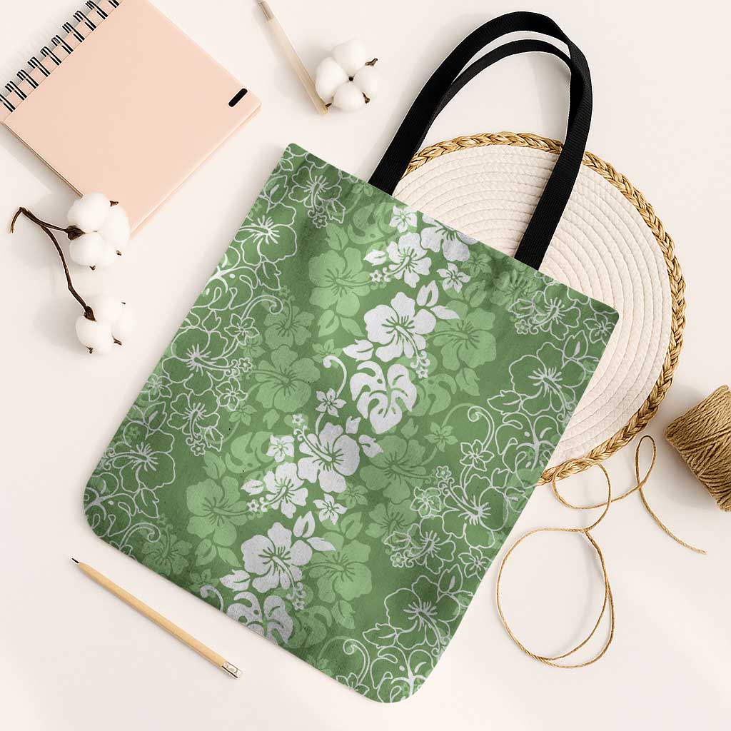Hawaiian Lei Day Tote Bag Green Hibiscus Flowers Lei Art - Polynesian Pride
