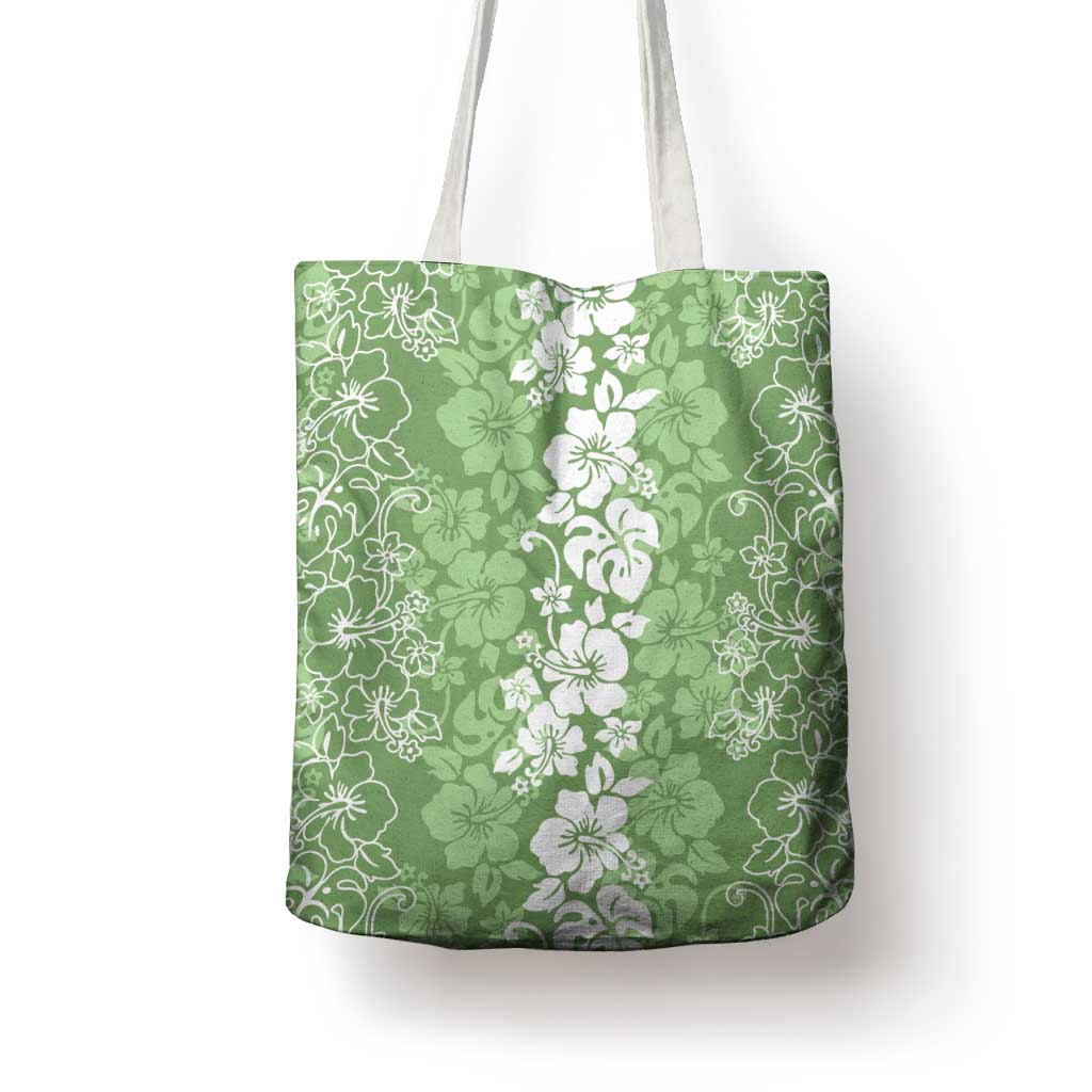 Hawaiian Lei Day Tote Bag Green Hibiscus Flowers Lei Art - Polynesian Pride