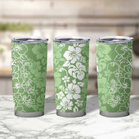 Hawaiian Lei Day Tumbler Cup Green Hibiscus Flowers Lei Art
