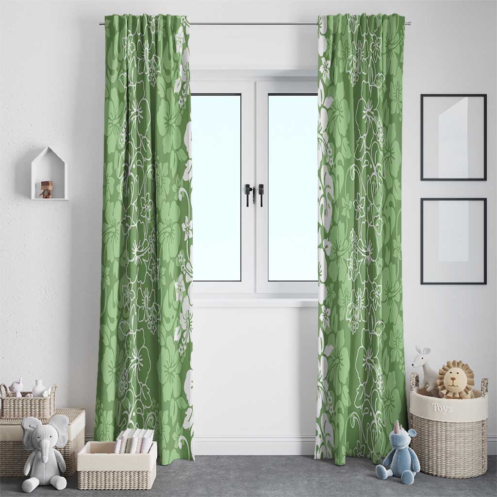 Hawaiian Lei Day Window Curtain Green Hibiscus Flowers Lei Art