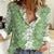 Hawaiian Lei Day Women Casual Shirt Green Hibiscus Flowers Lei Art