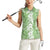 Hawaiian Lei Day Women Sleeveless Polo Shirt Green Hibiscus Flowers Lei Art