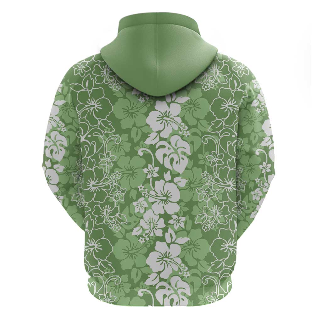 Hawaiian Lei Day Zip Hoodie Green Hibiscus Flowers Lei Art