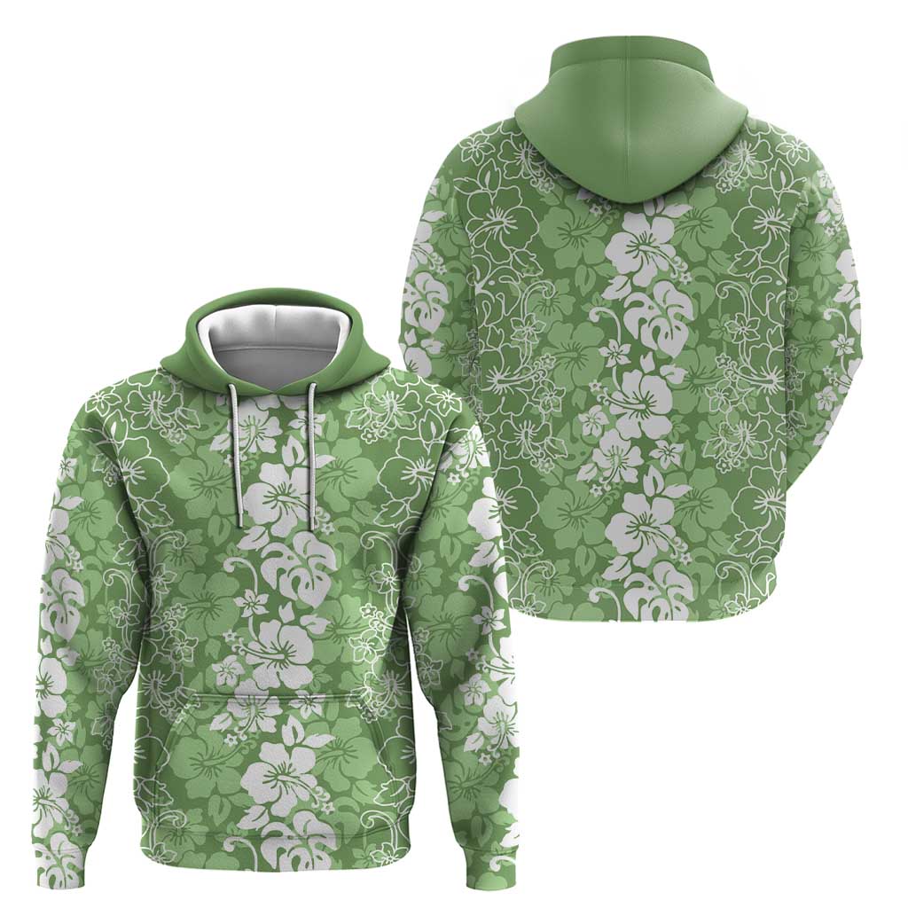 Hawaiian Lei Day Zip Hoodie Green Hibiscus Flowers Lei Art