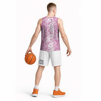 Hawaiian Lei Day Basketball Jersey Pink Hibiscus Flowers Lei Art - Polynesian Pride