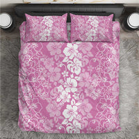 Hawaiian Lei Day Bedding Set Pink Hibiscus Flowers Lei Art