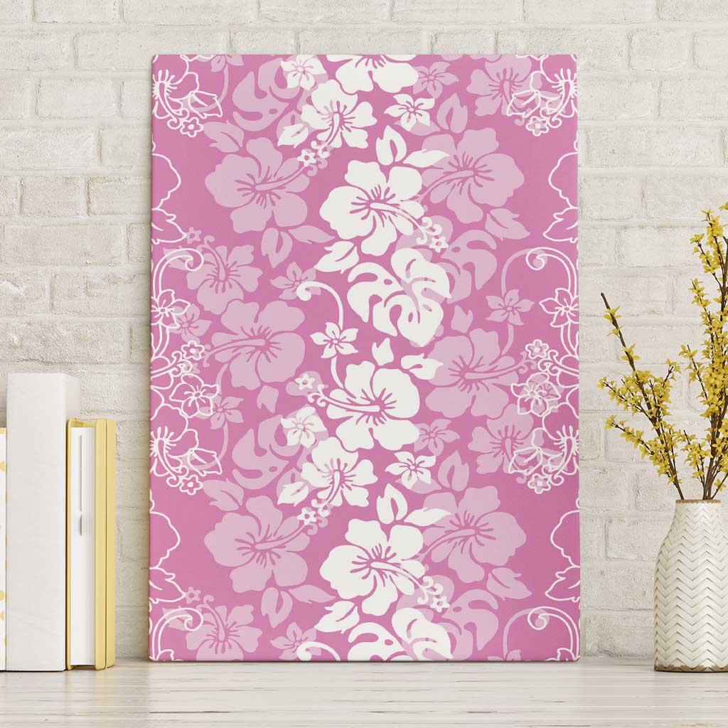 Hawaiian Lei Day Canvas Wall Art Pink Hibiscus Flowers Lei Art