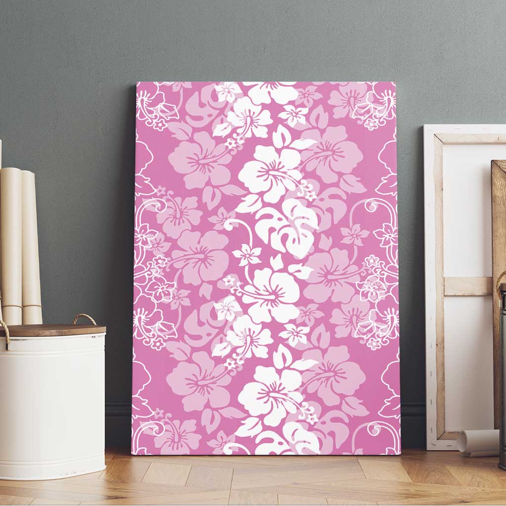 Hawaiian Lei Day Canvas Wall Art Pink Hibiscus Flowers Lei Art
