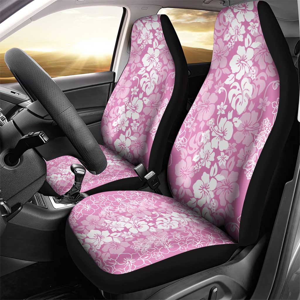 Hawaiian Lei Day Car Seat Cover Pink Hibiscus Flowers Lei Art