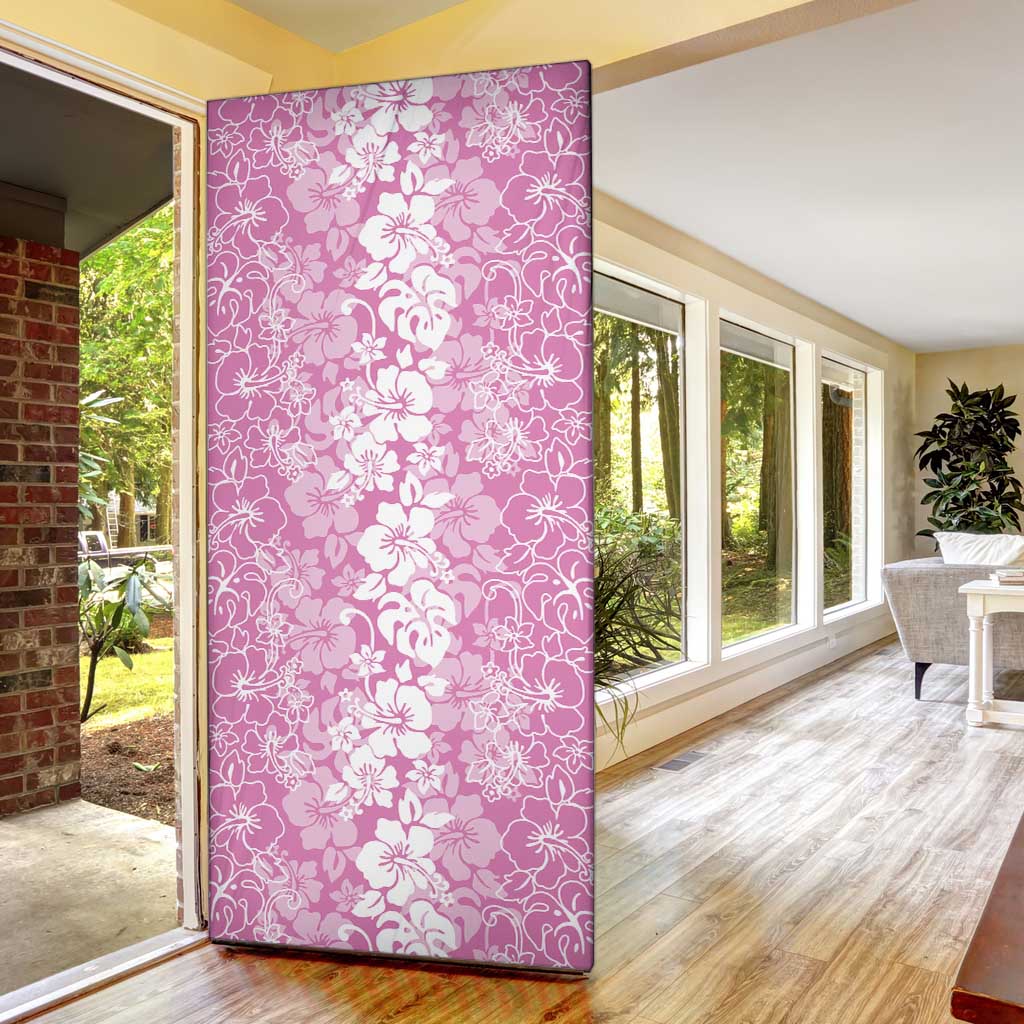 Hawaiian Lei Day Door Cover Pink Hibiscus Flowers Lei Art - Polynesian Pride