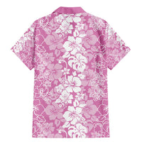 Hawaiian Lei Day Family Matching Mermaid Dress and Hawaiian Shirt Pink Hibiscus Flowers Lei Art