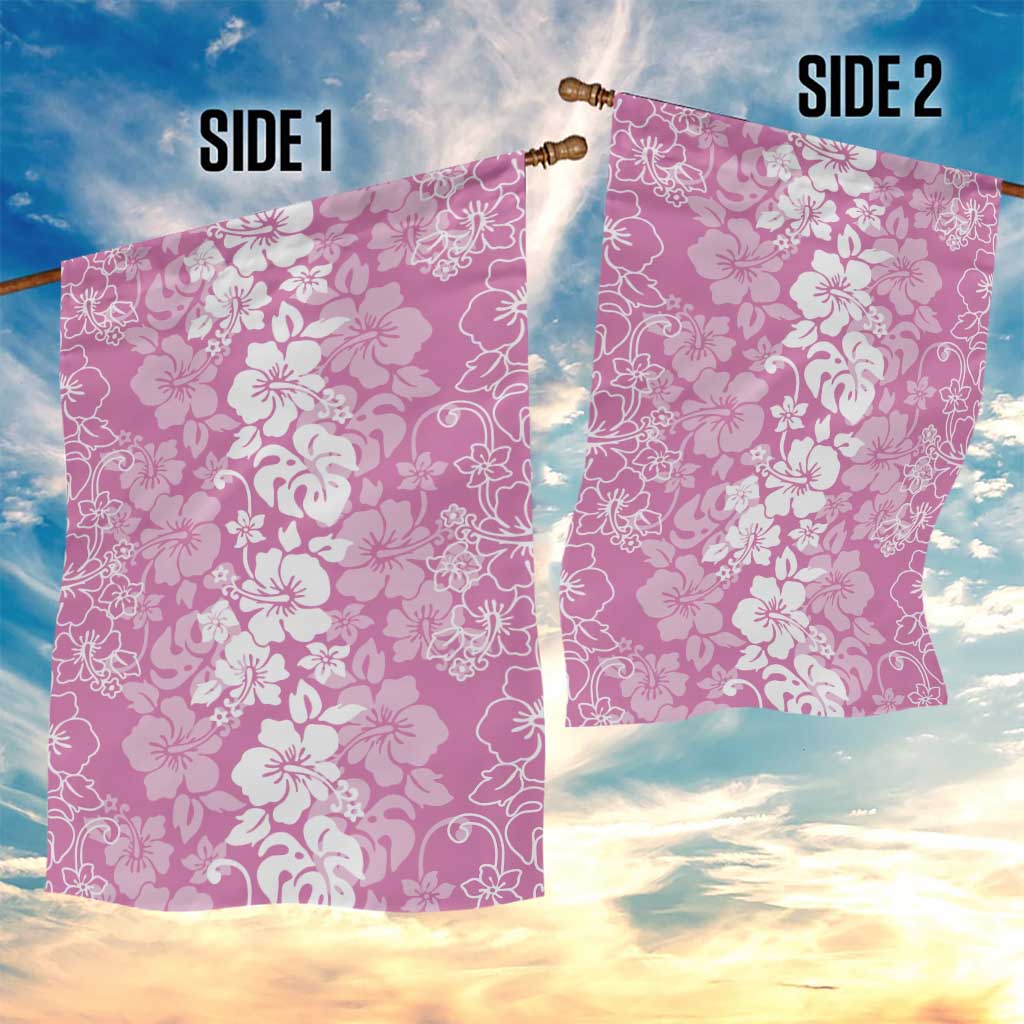 Hawaiian Lei Day Garden Flag Pink Hibiscus Flowers Lei Art