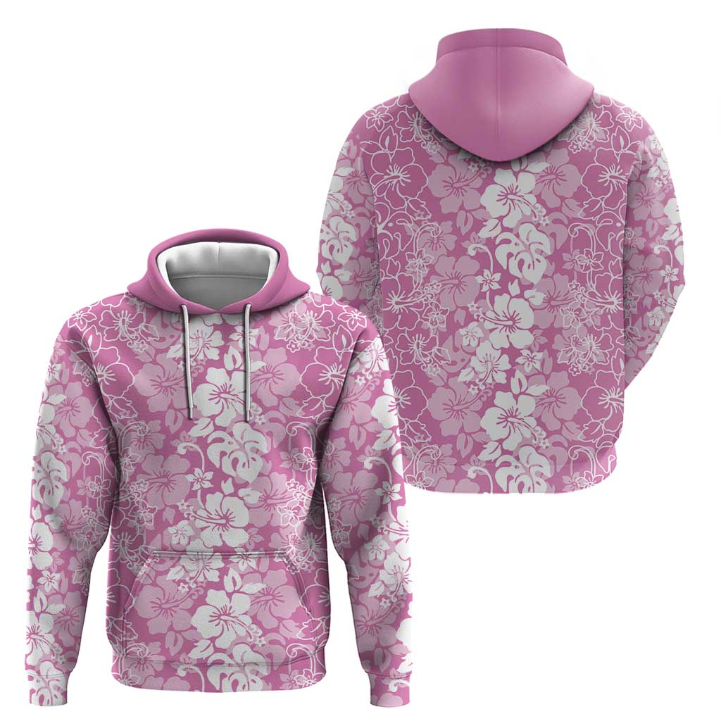 Hawaiian Lei Day Hoodie Pink Hibiscus Flowers Lei Art
