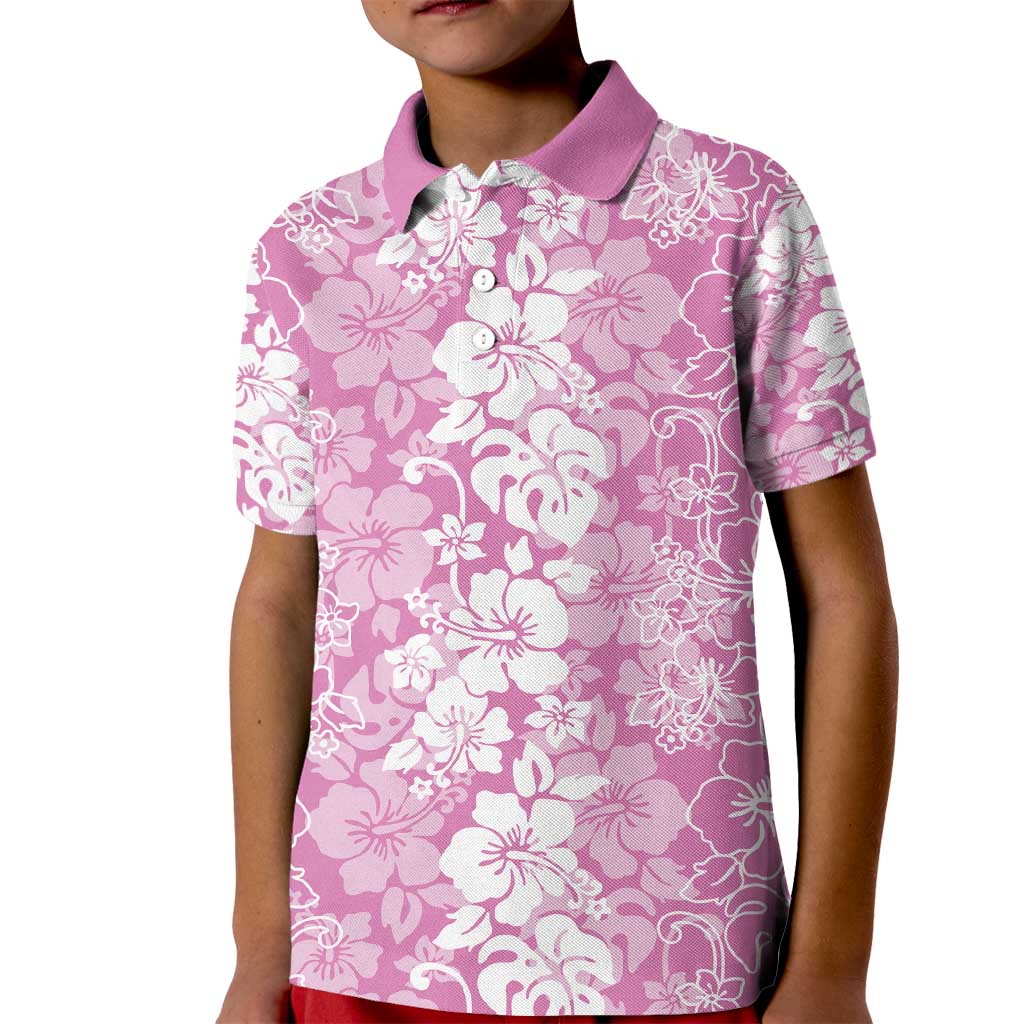 Hawaiian Lei Day Kid Polo Shirt Pink Hibiscus Flowers Lei Art