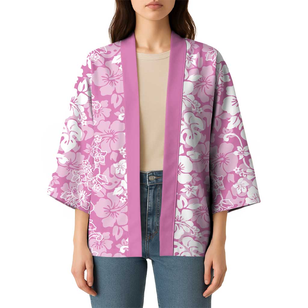 Hawaiian Lei Day Kimono Pink Hibiscus Flowers Lei Art - Polynesian Pride