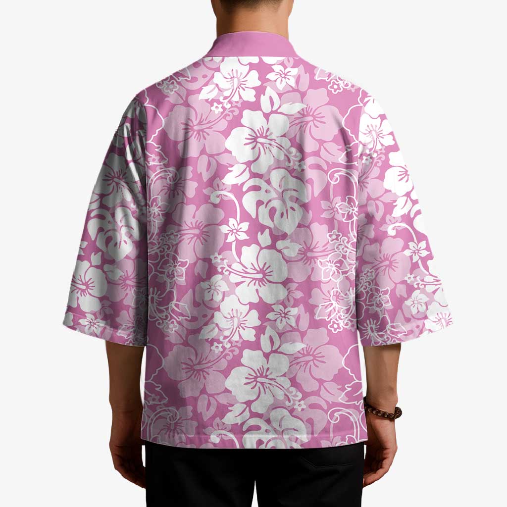 Hawaiian Lei Day Kimono Pink Hibiscus Flowers Lei Art - Polynesian Pride