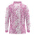 Hawaiian Lei Day Long Sleeve Polo Shirt Pink Hibiscus Flowers Lei Art