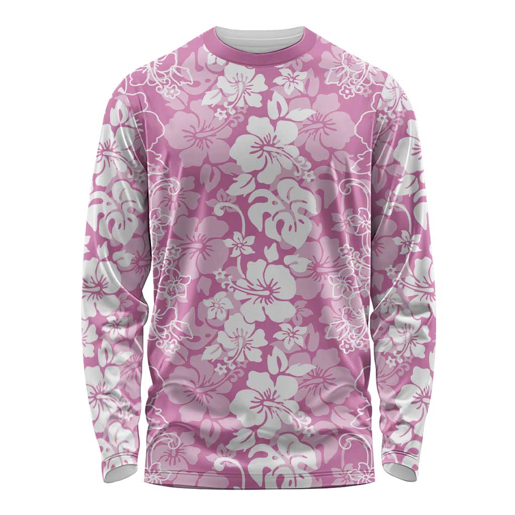 Hawaiian Lei Day Long Sleeve Shirt Pink Hibiscus Flowers Lei Art