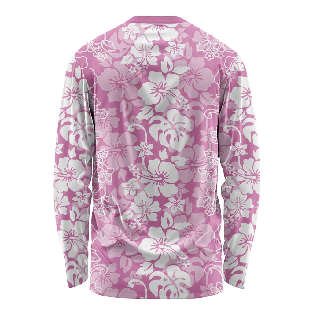 Hawaiian Lei Day Long Sleeve Shirt Pink Hibiscus Flowers Lei Art