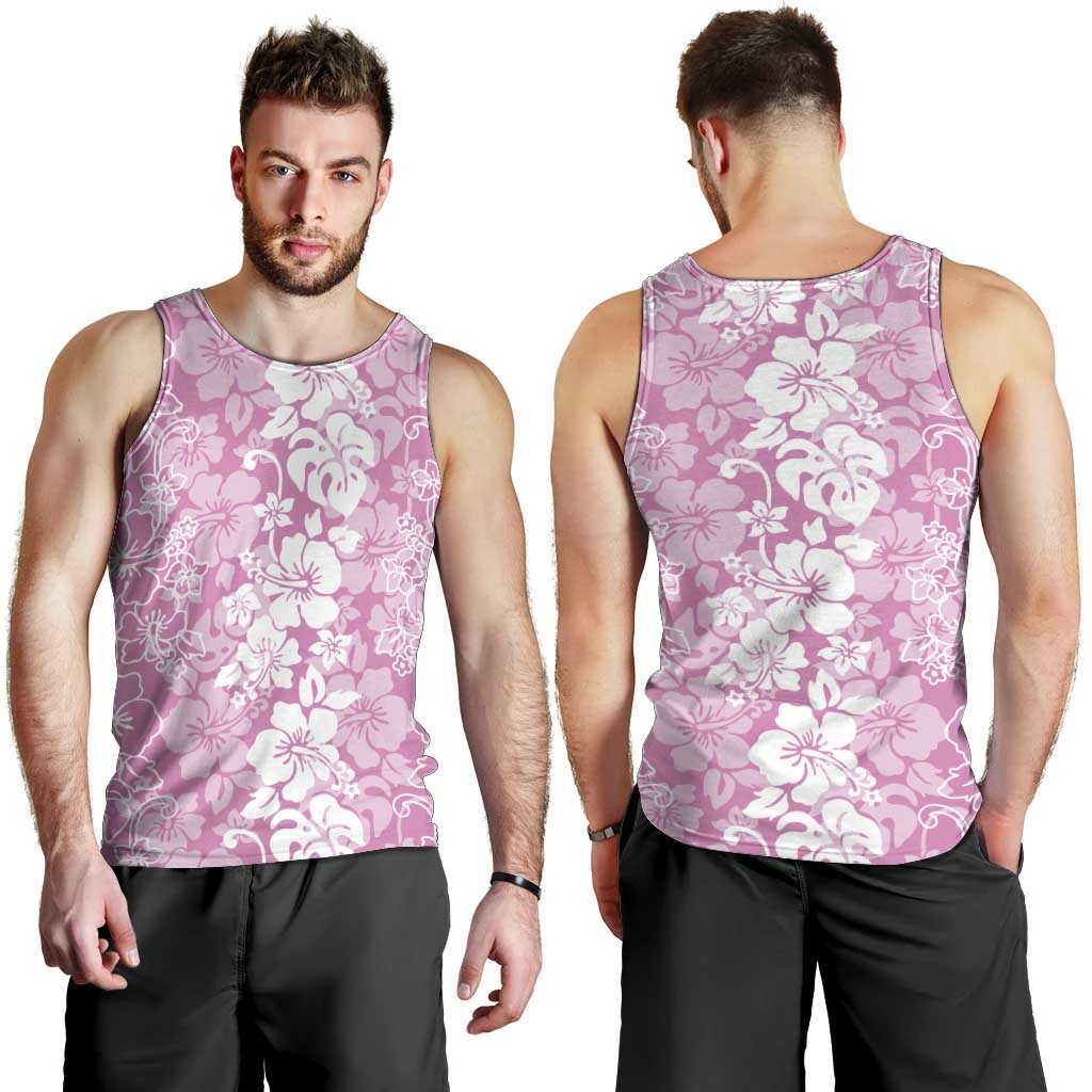 Hawaiian Lei Day Men Tank Top Pink Hibiscus Flowers Lei Art