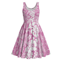 Hawaiian Lei Day Midi Dress Pink Hibiscus Flowers Lei Art - Polynesian Pride